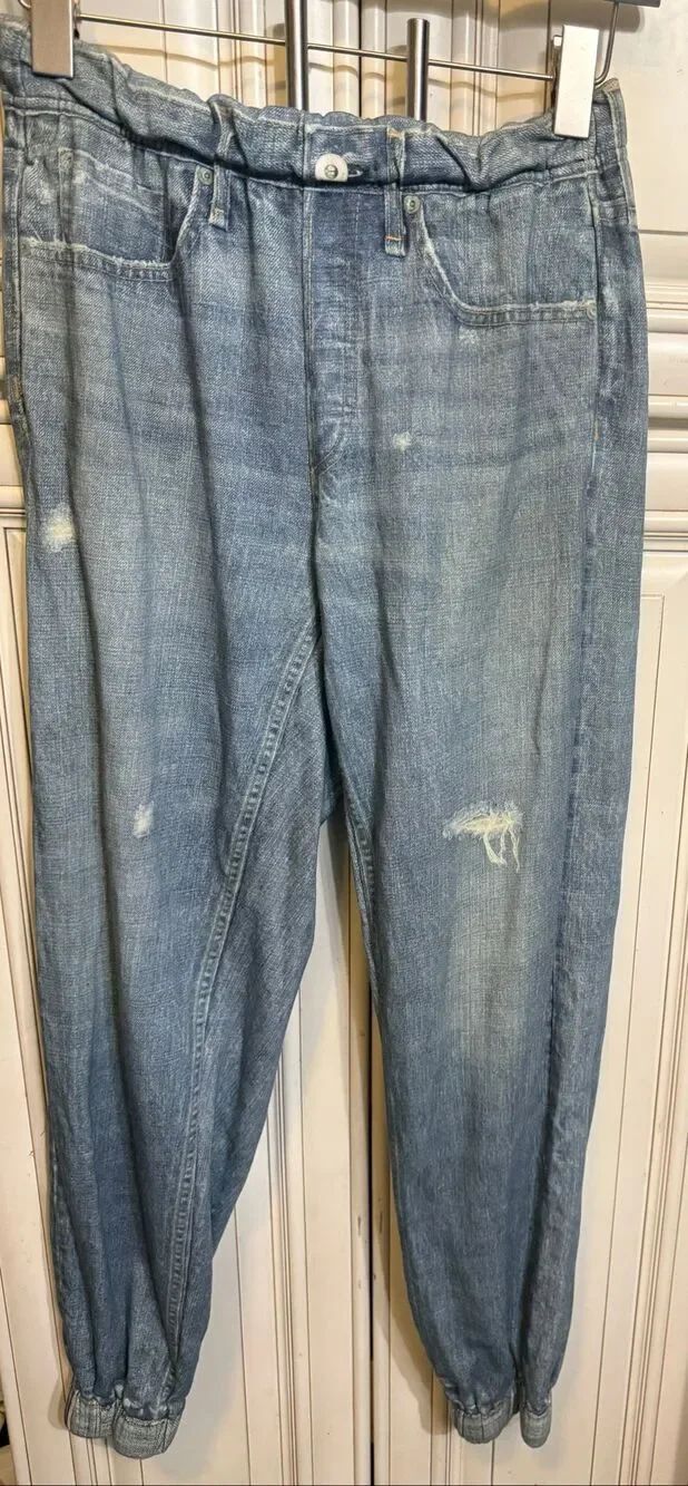 Rag & Bone Women's Pull-On Miramar Jogger Pants Blue Denim Medium Wash Size SP